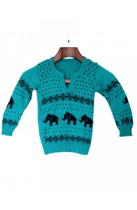 Handmade Woonie Knitted Graminarts Full Sleeve Pullover For Baby Boy- Jungle