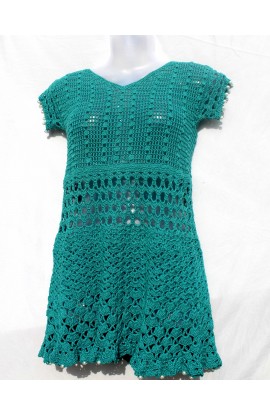GraminArts Thread Crochet beautiful green color design with moti for girls