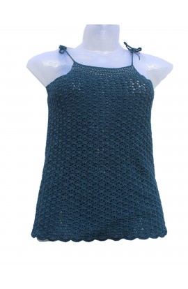 GraminArts thread crochet sleeveless top with blue color