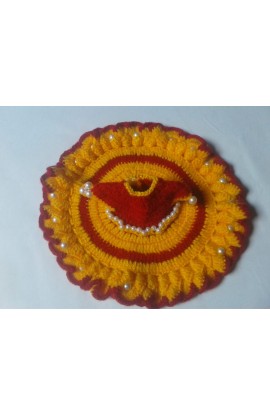 Unique Handmade Graminarts Red & Marigold Color Crochet Warm Dress For 1 No. Laddu Gopal Ji