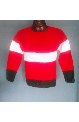 Stylish Look For Girls/Women Graminarts Handmade Woollen Top Sweater - Red, Green & White 