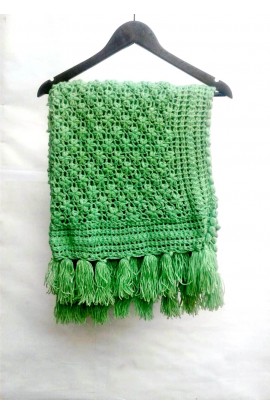 Unique and Beautiful Woolen Floral Design Sage Color Handmade Mild Winter Blanket For Girls/Women