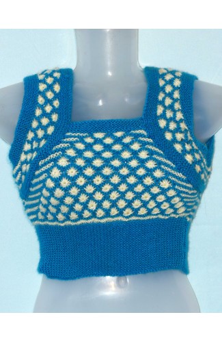 Beautiful blue and white woolen handmade Sweater blouse for women free size
