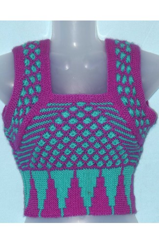 Handmade woolen blouse for women multicolor knitted and free size