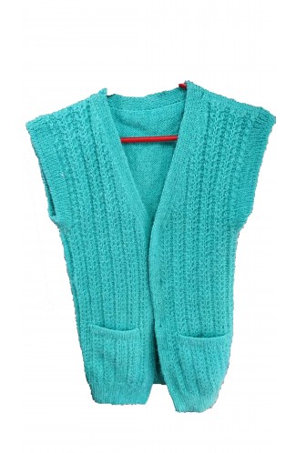 Handmade Woolen Ladies sky color  Cardigan for women 