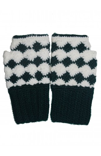 New Winter Warm Fingerless Handmade Boot Cuff Gloves Black and White combi
