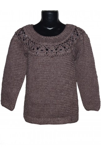 Graminarts Crochet Design Handmade Tan Woollen Top Style Sweater For Women