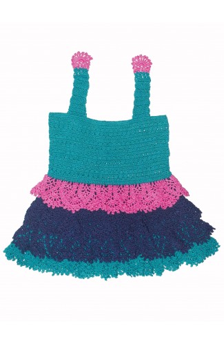 Stylish Handmade Crochet Thread Pinafore Frock For Baby (3-4 Year)
