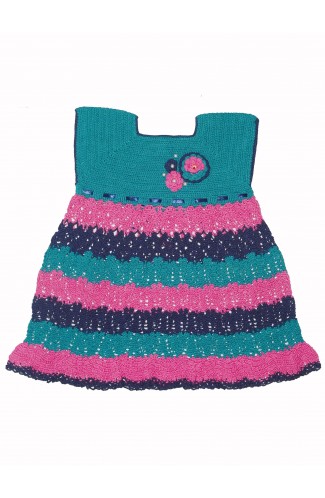 Multicolor Thread Hand Embroidery Frock For Baby Girl
