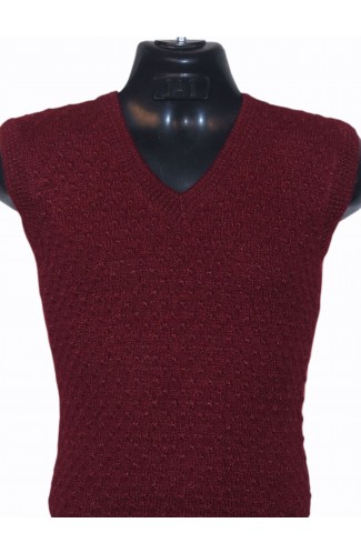 Maroon color  Hand knitted Half sweater for Men with free size