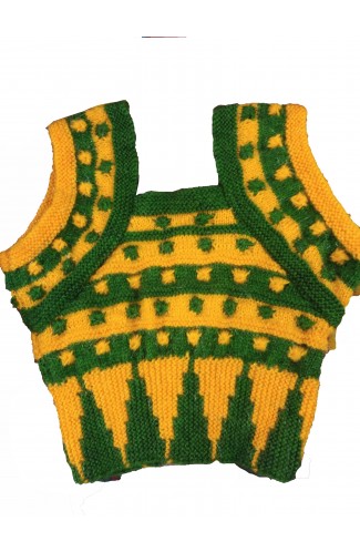 Handmade Woolen blouse for Ladies yellow and green color combination 