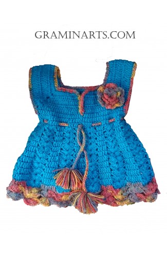 Hand Kitted multicolor Beautiful Woolen Girl Frock (1-12 years)