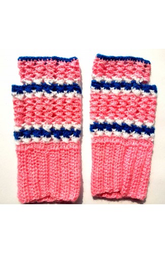 Graminarts Handmade Fingerless Pinkish Multi Colour Gloves For All Medium Adult Hands