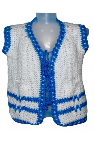 GraminArts Handmade cardigan for women white and blue color beautiful desing 
