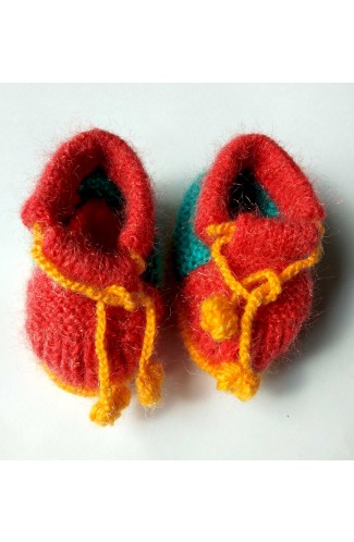 Handmade Baby Booties Made By Good Quality Multi-Colored Yarn ( 4 - 12M )