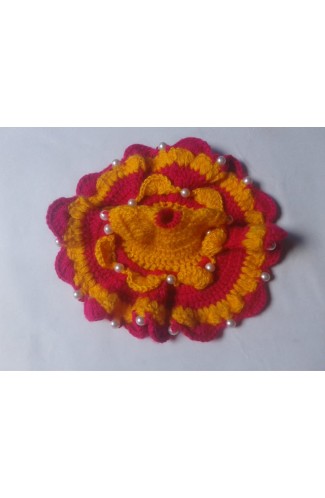 Unique And Stylish Marigold & Rubi Woolen Color Poshak For 0 -1 No. Laddu Gopal Ji 