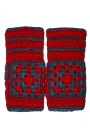 Unique and Beautiful Woollen Floral Design with Red And Grey combi Handmade Fingerless Gloves
