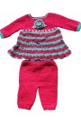 Woonie Handmade Graminarts Self Crochet Design Baby Frock With Pant- Red & Jungle